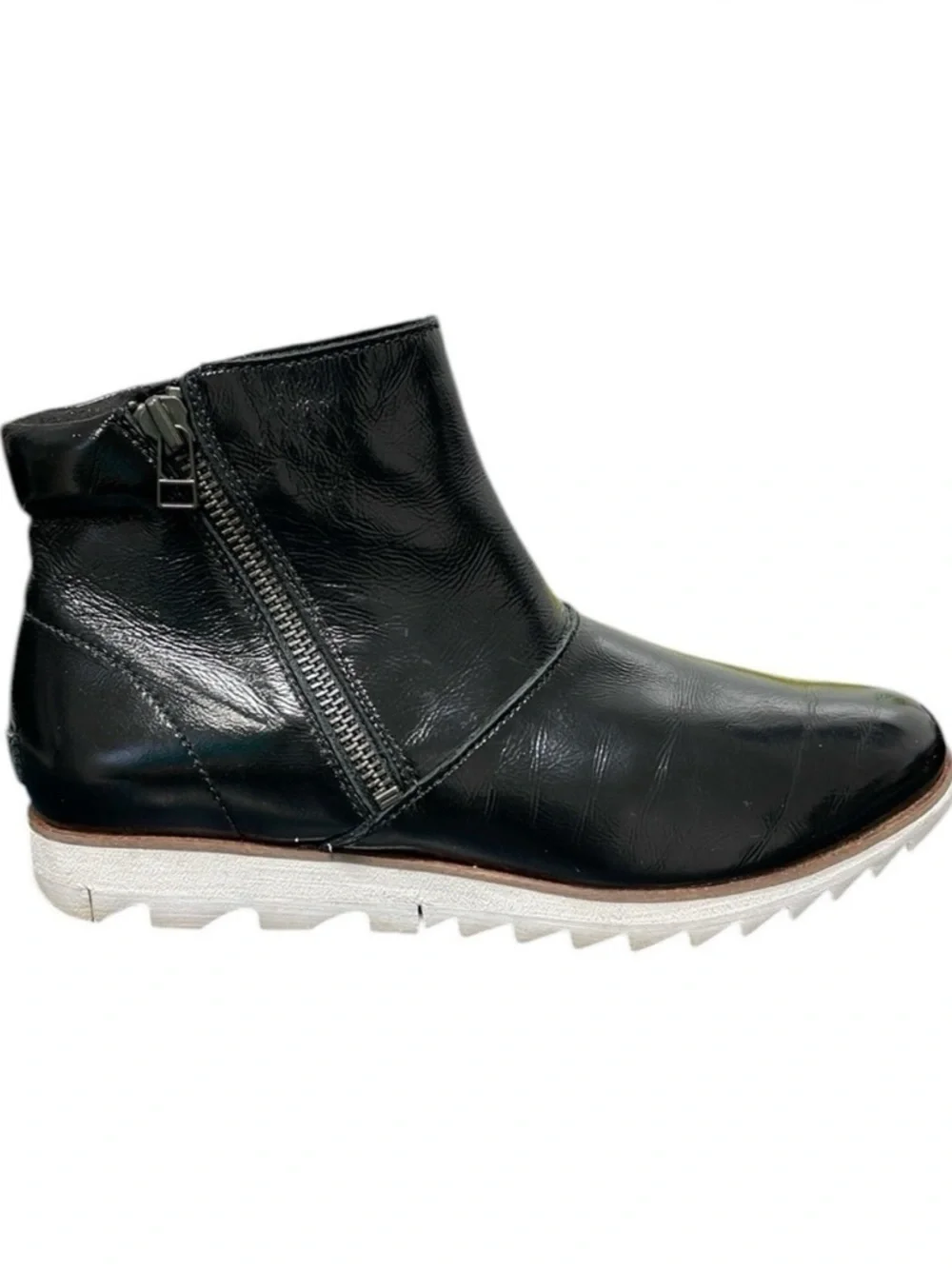 SOREL Booties Black Patent Leather Ankle Boots Harlow Size 10